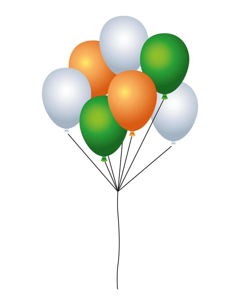 Globos de helio flotando con los colores de la bandera de Irlanda. vector