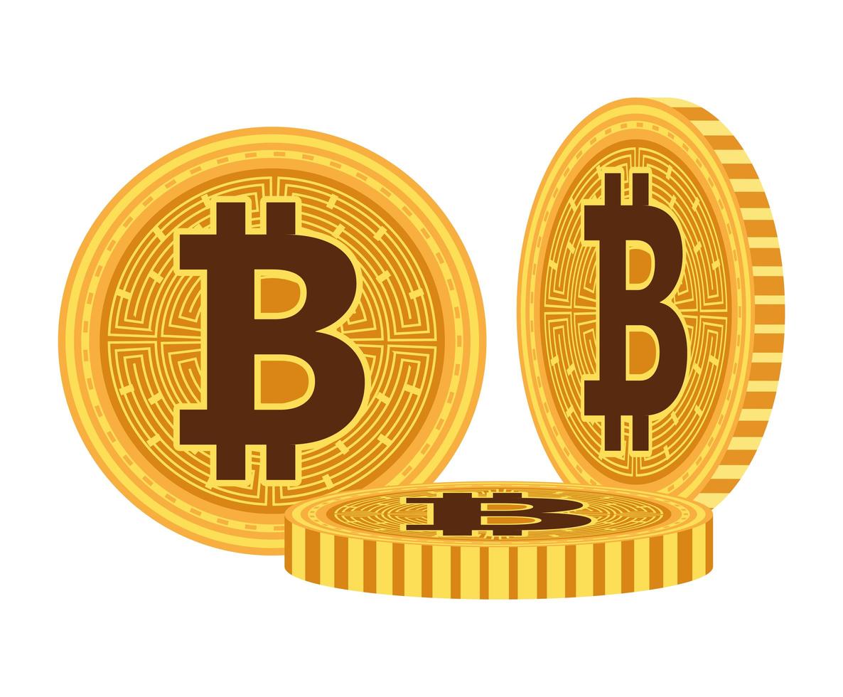 iconos de tecnología de dinero cibernético bitcoins vector