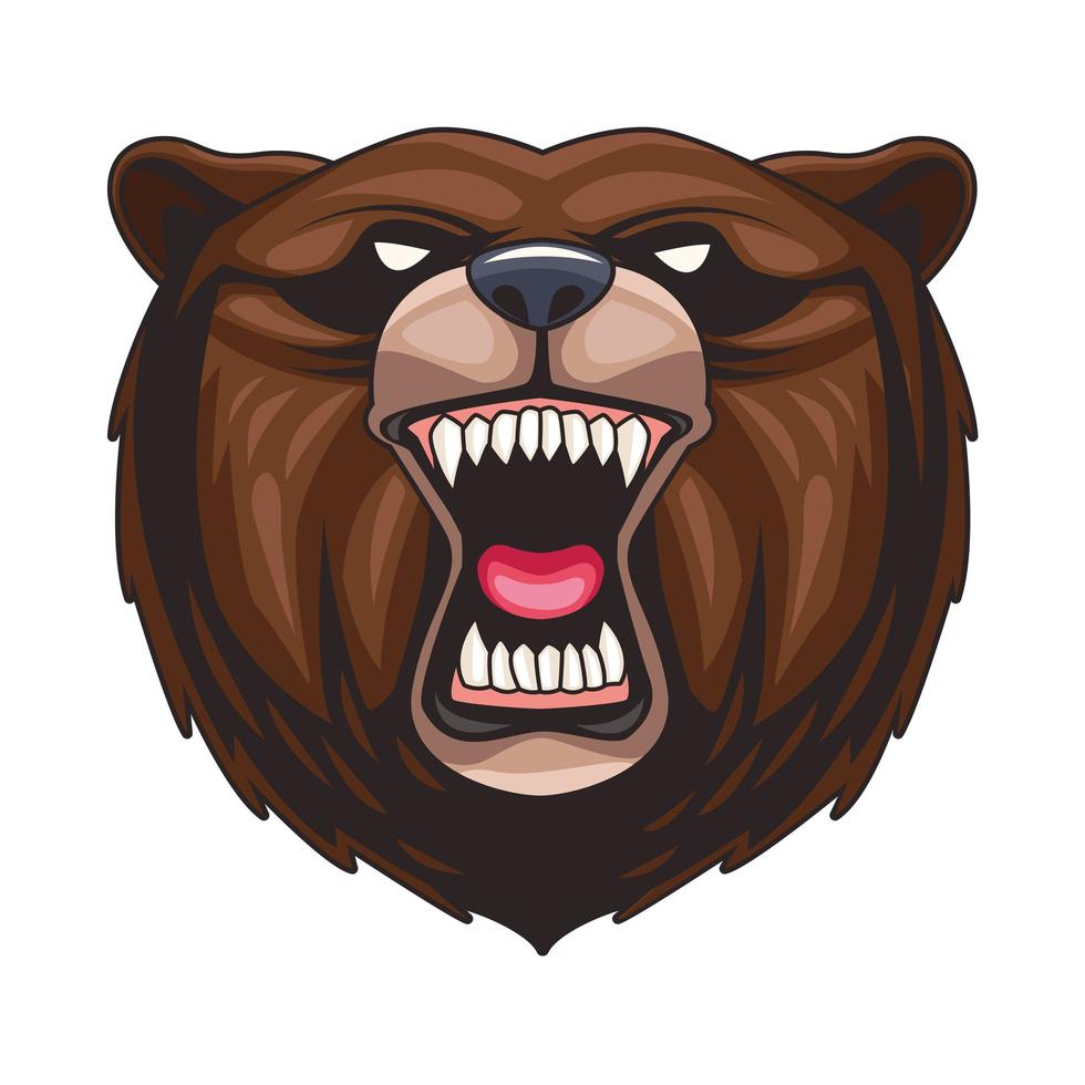 grizzly bear animal wild head colorful character vector