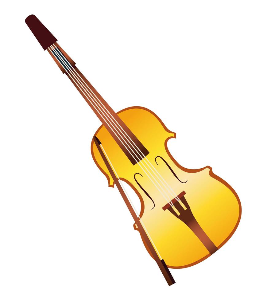 fiddle instrument musical isolated icon vector