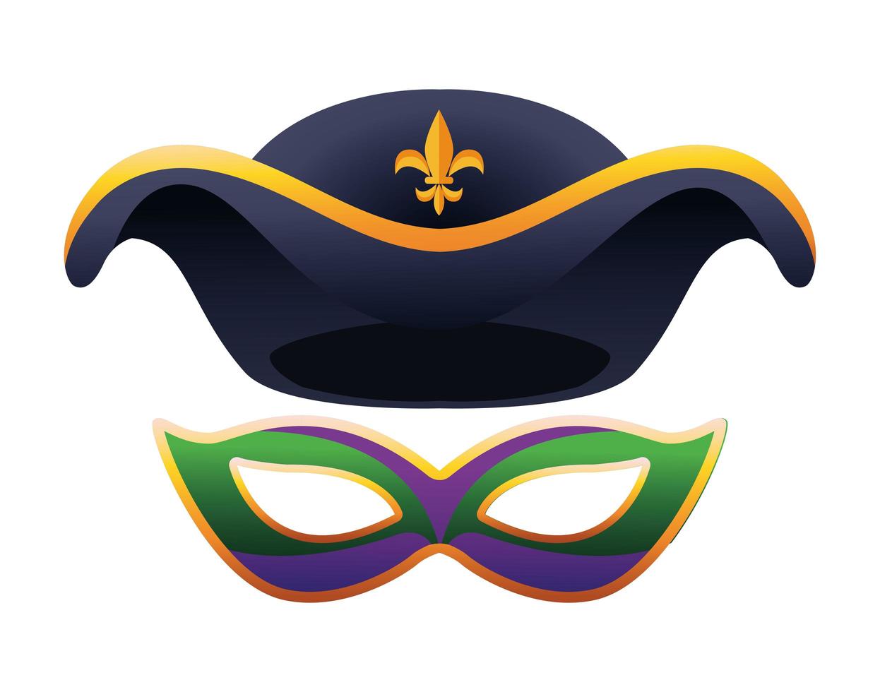 pirate hat and mardi gras mask icon vector