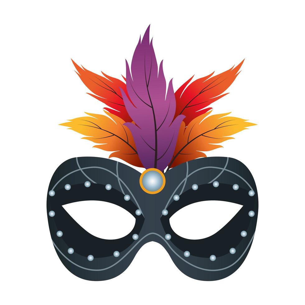 black mask mardi gras with feathers vector
