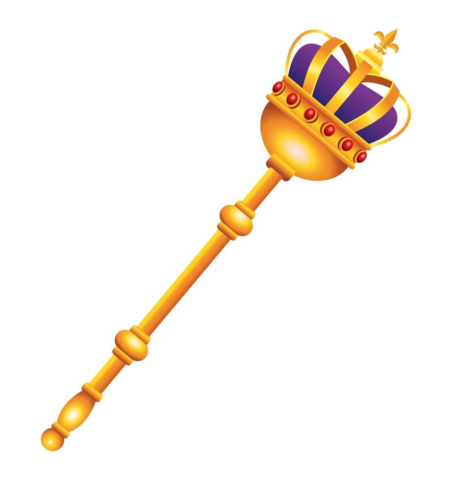 scepter queen golden accessory icon vector