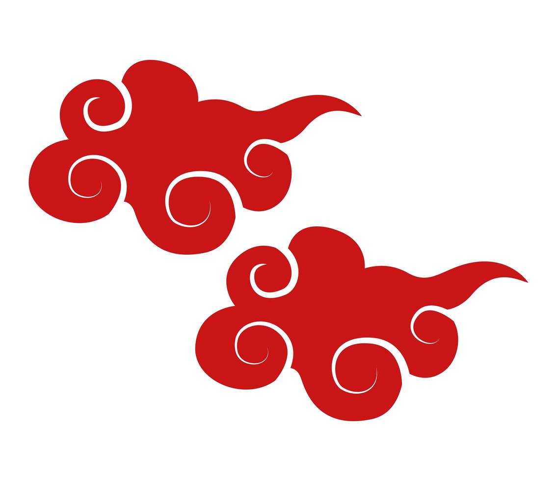 icono decorativo de nubes rojas chinas vector