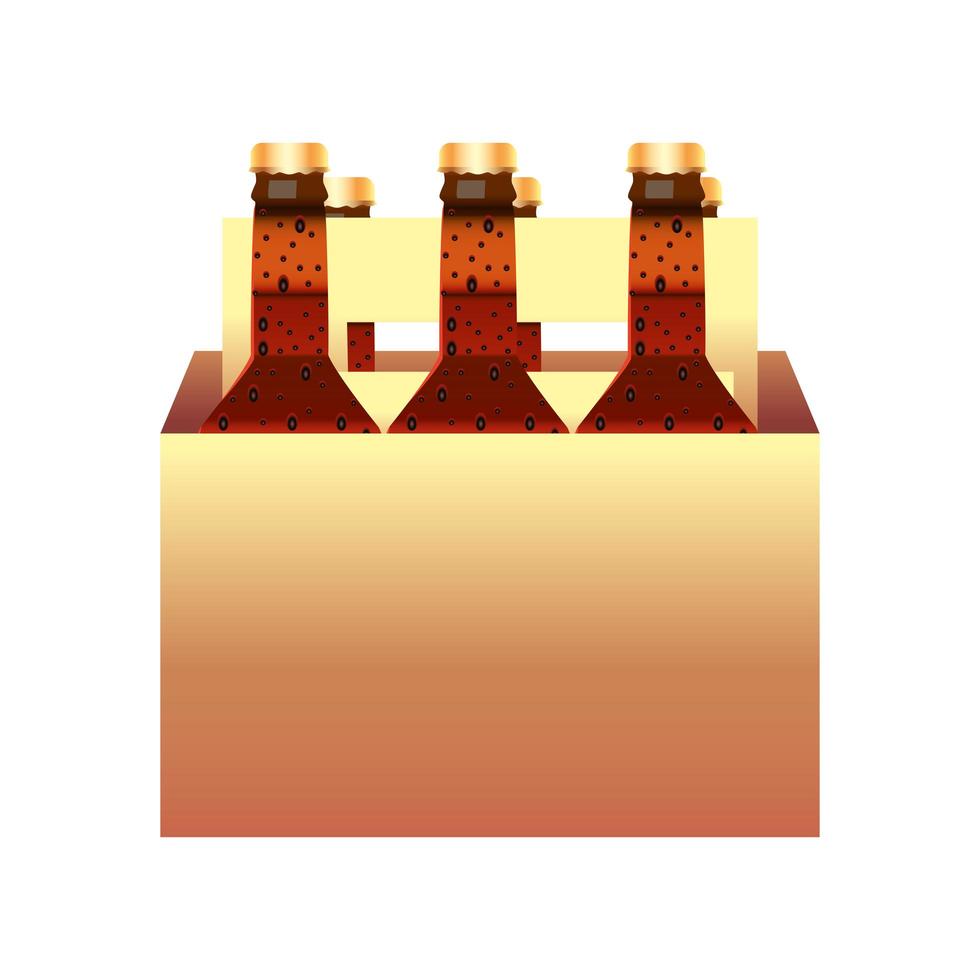 paquete de seis botellas de cervezas icono de bebidas vector