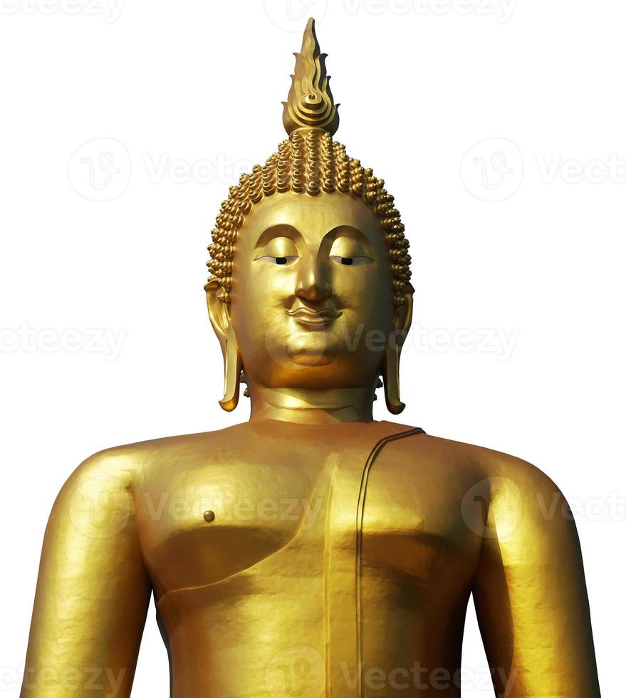 Buddha statue in pubic temple of thailand Isolated on white background with clipping path photo