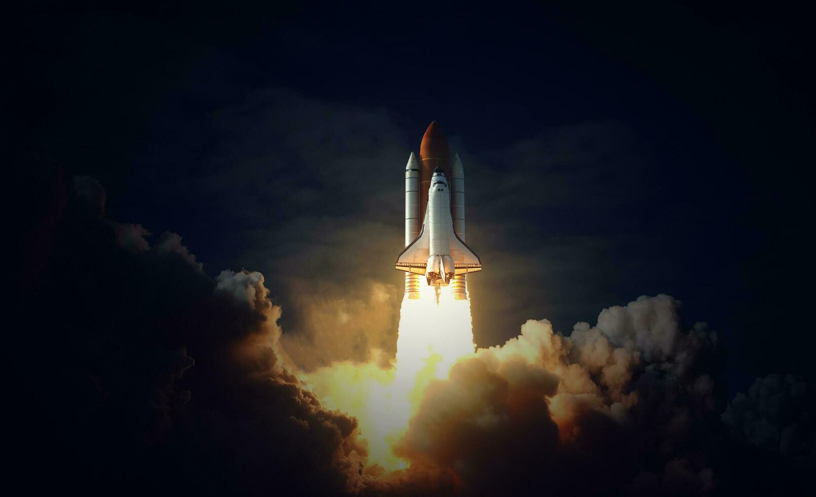 Space Shuttle takes off into space Elements of this image furnished by NASA photo