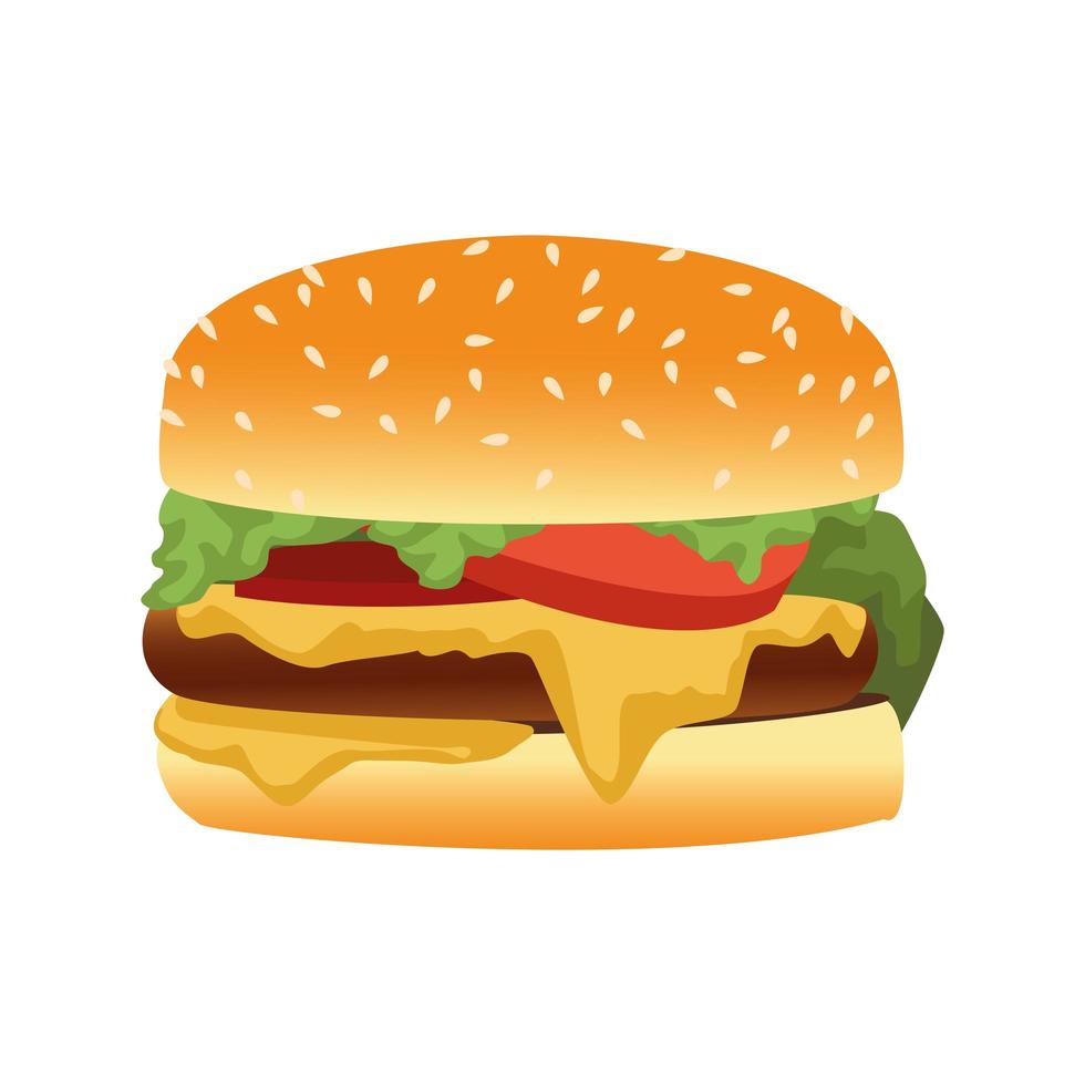 delicious hamburger fast food icon vector