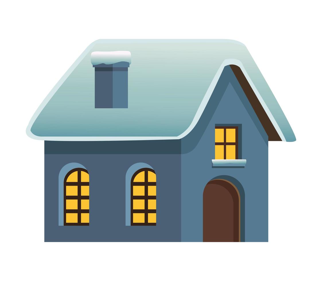 cute cabin with snow in the roof vector