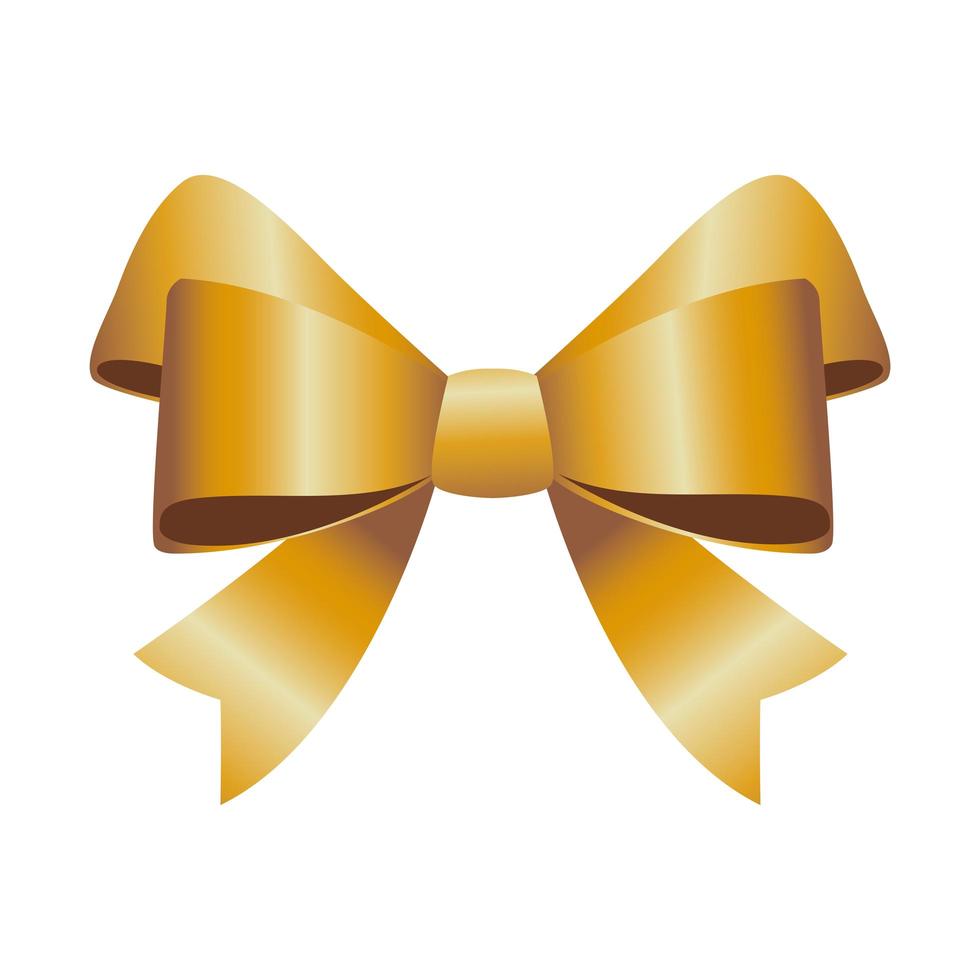 happy merry christmas golden bow ribbon icon vector