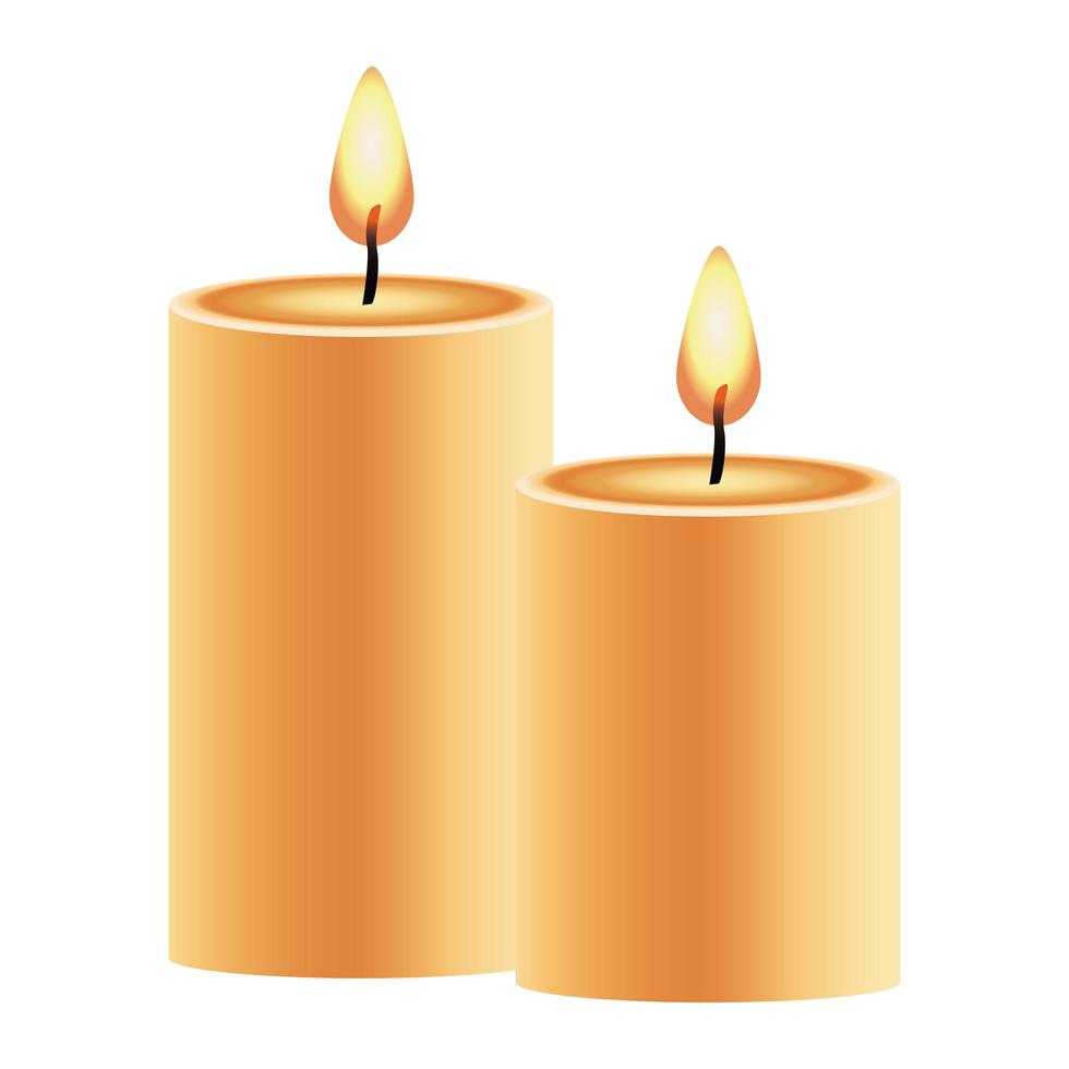 feliz año nuevo, velas doradas, decoración, iconos vector