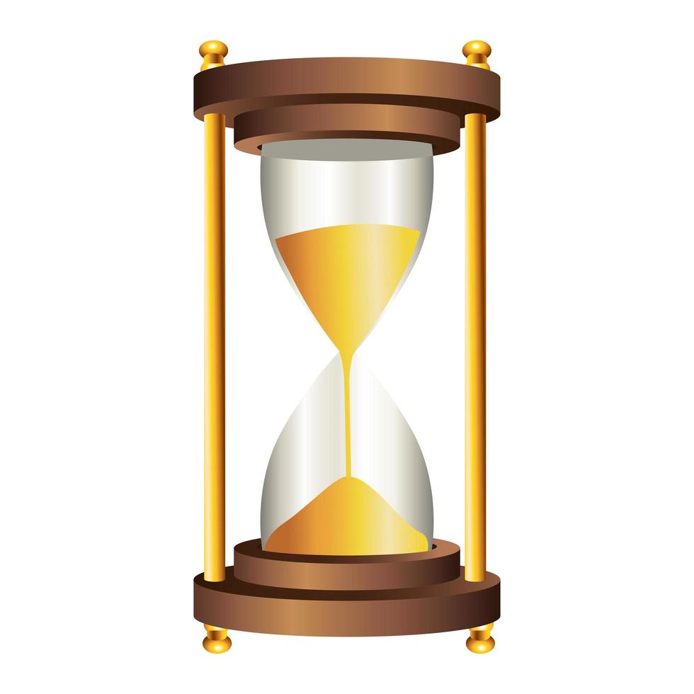 hourglass with golden sand icon vector