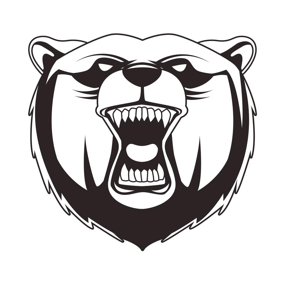 grizzly bear animal wild head character icon vector