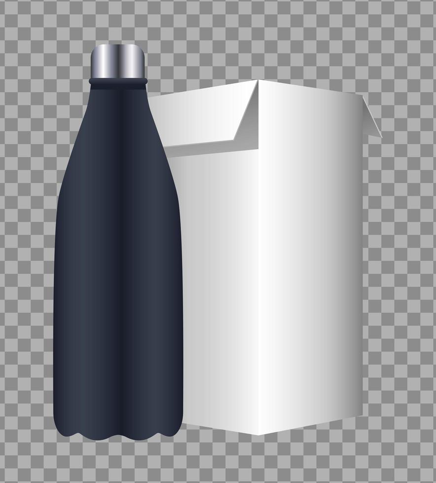 bottle and box products packings branding icon vector