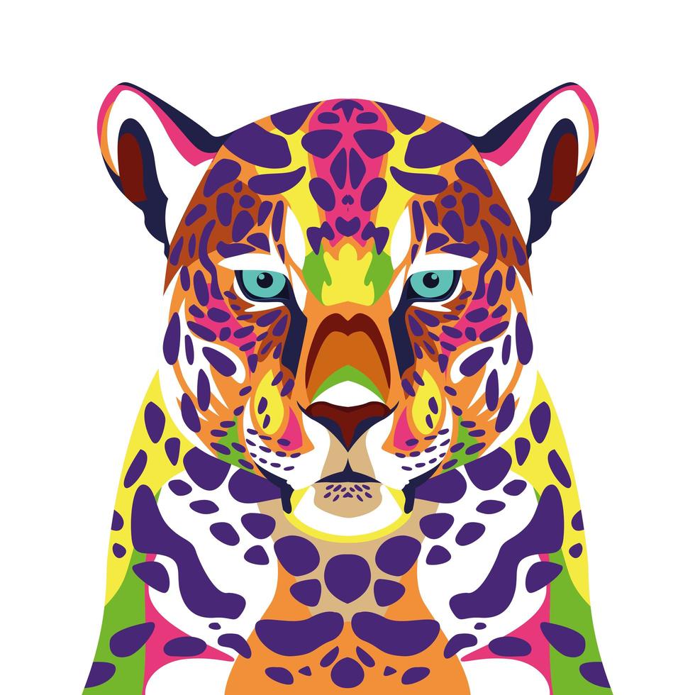 leopard wild life technicolor icon vector