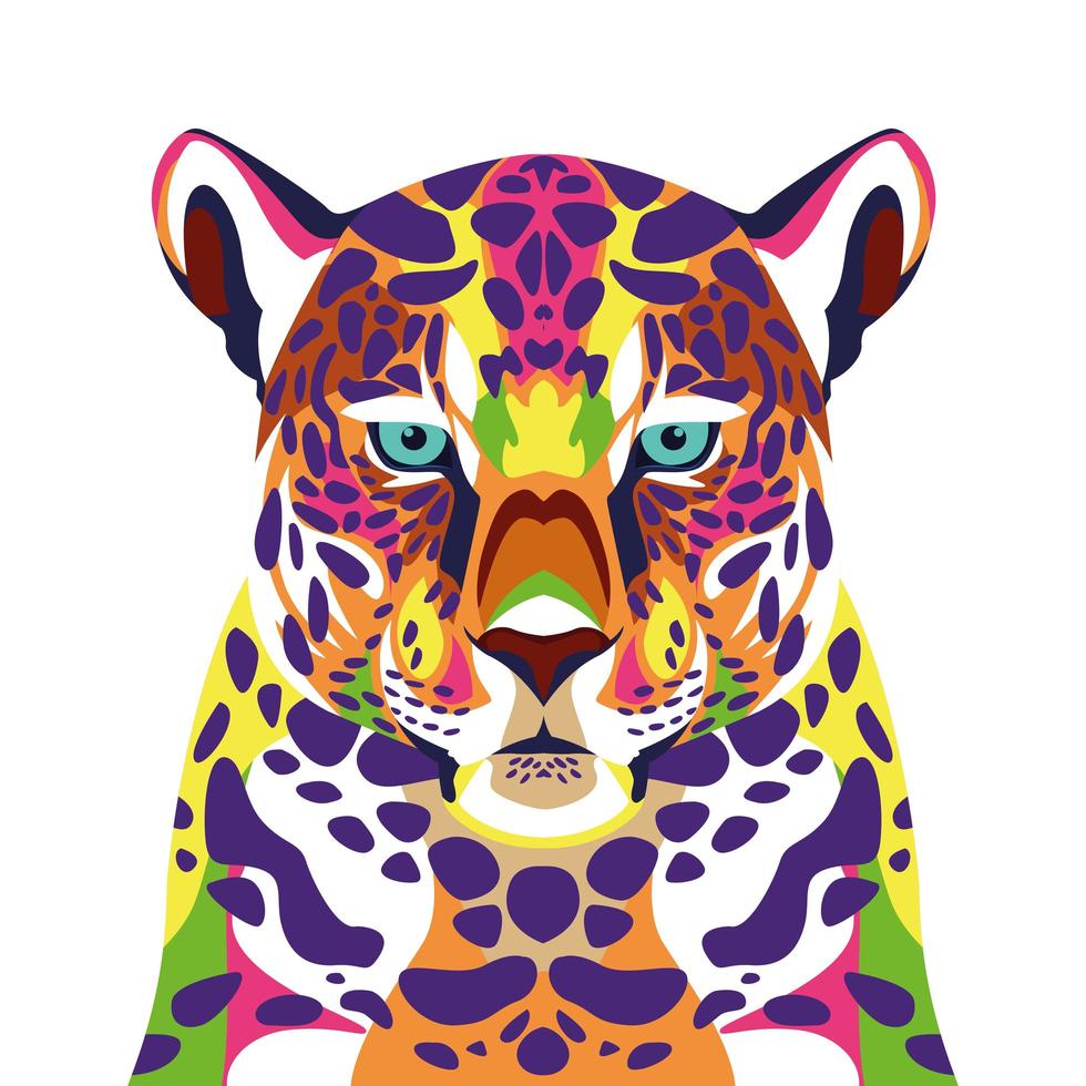 leopard wild life technicolor icon vector