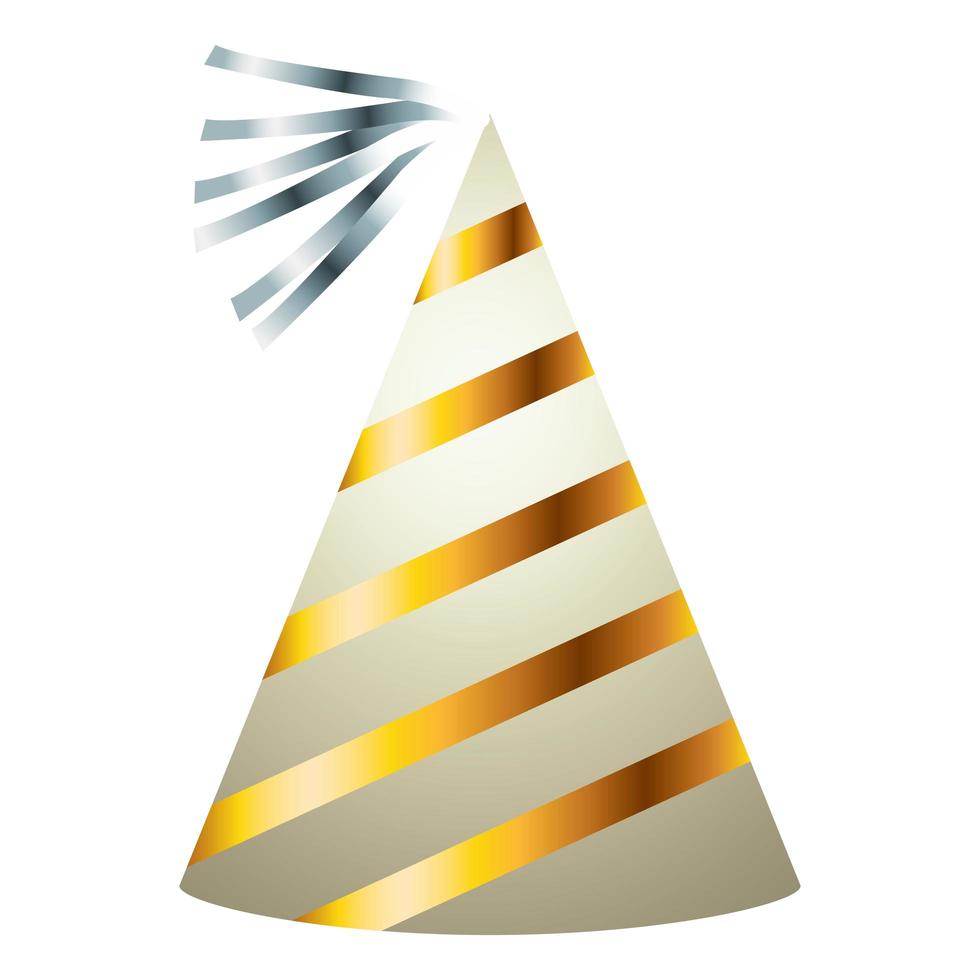 golden party hat cone celebration icon vector