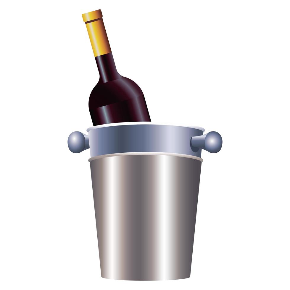 happy merry christmas champagne bottle in cooler bucket vector