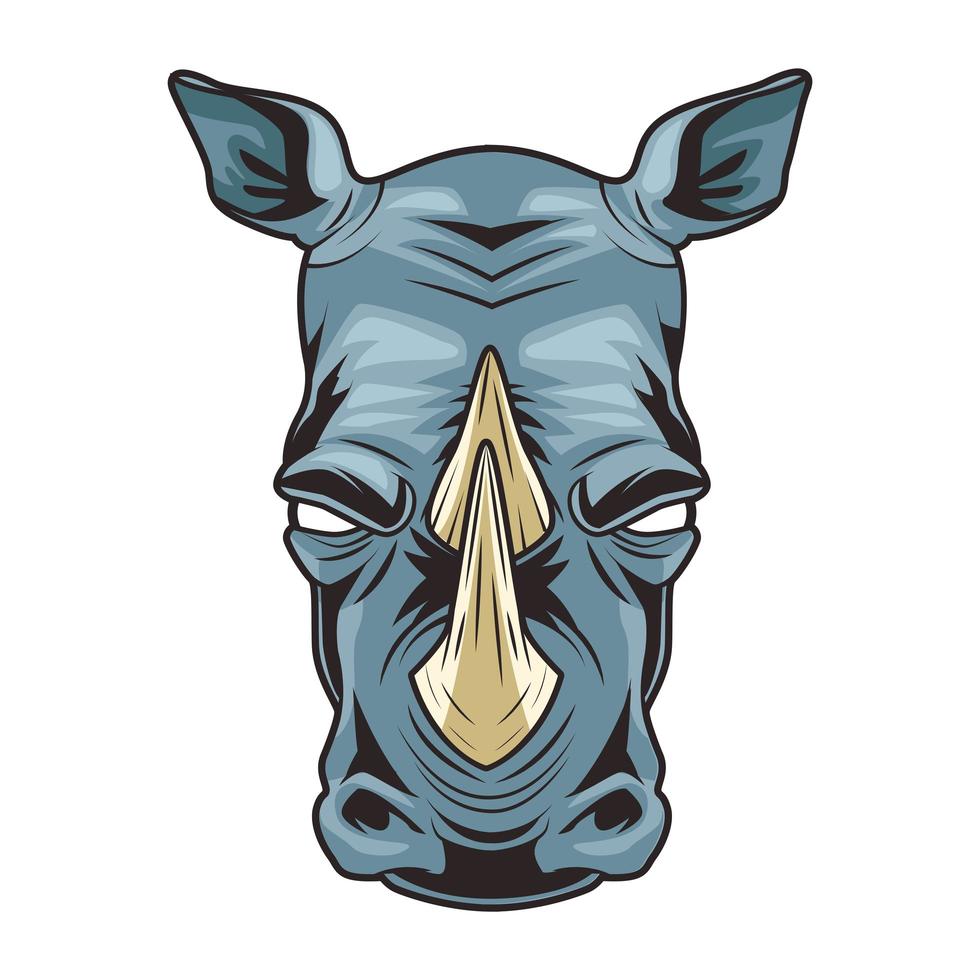 rhino animal wild head colorful character icon vector