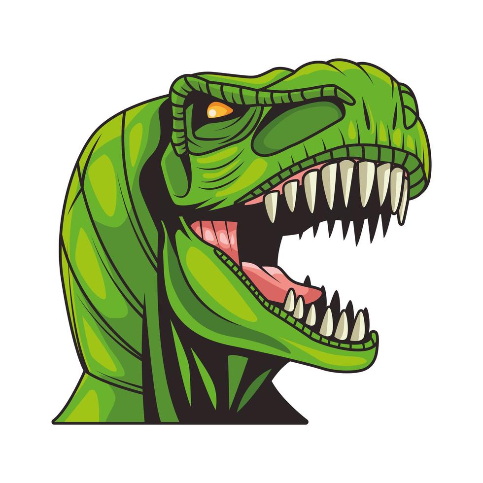 tiranosaurio rex animal salvaje cabeza colorido personaje vector