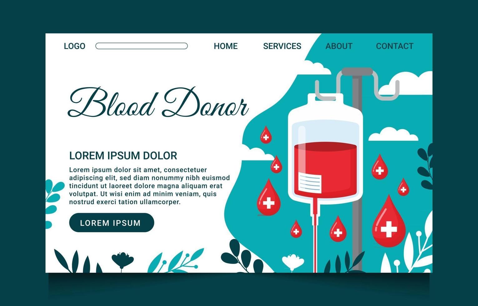 Blood Donor Landing Page vector