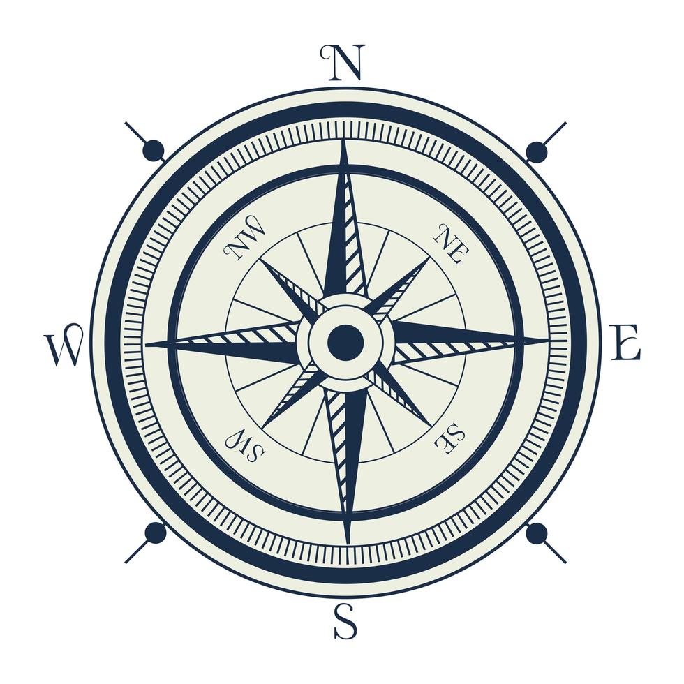 compass nautical gray element icon vector