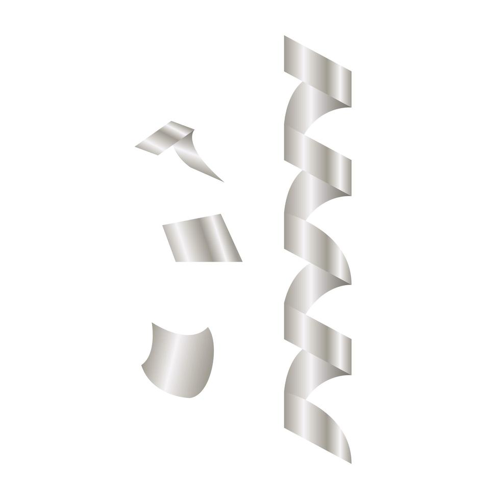 silver ribbon confetti decorative isolated icon vector