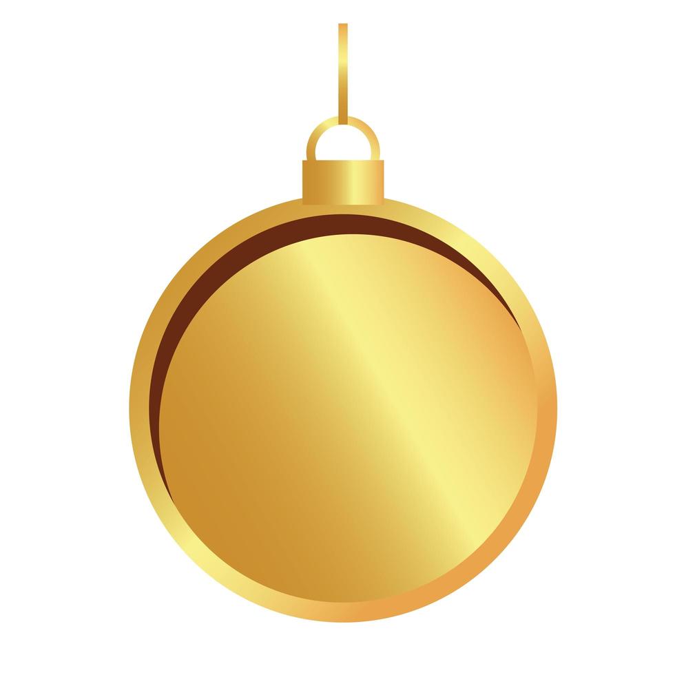 feliz navidad, bola de oro, colgante, icono vector