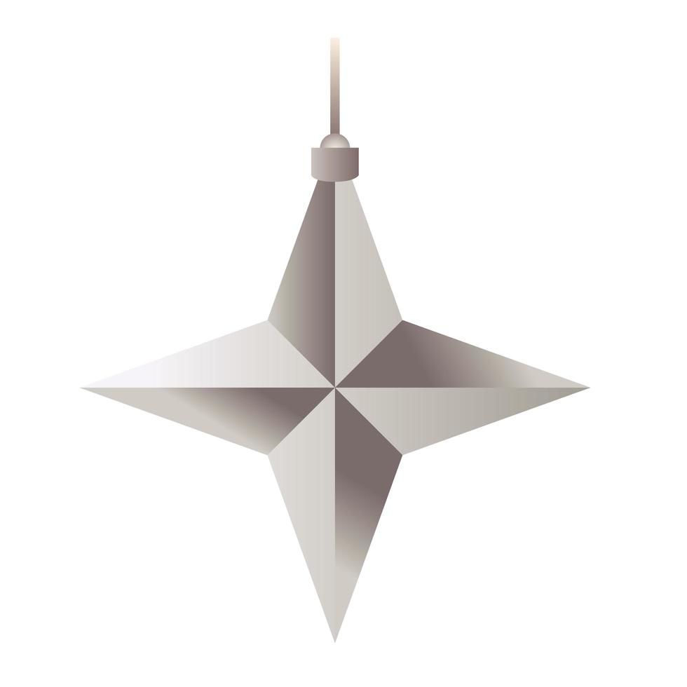 happy merry christmas silver star with four pointed vector