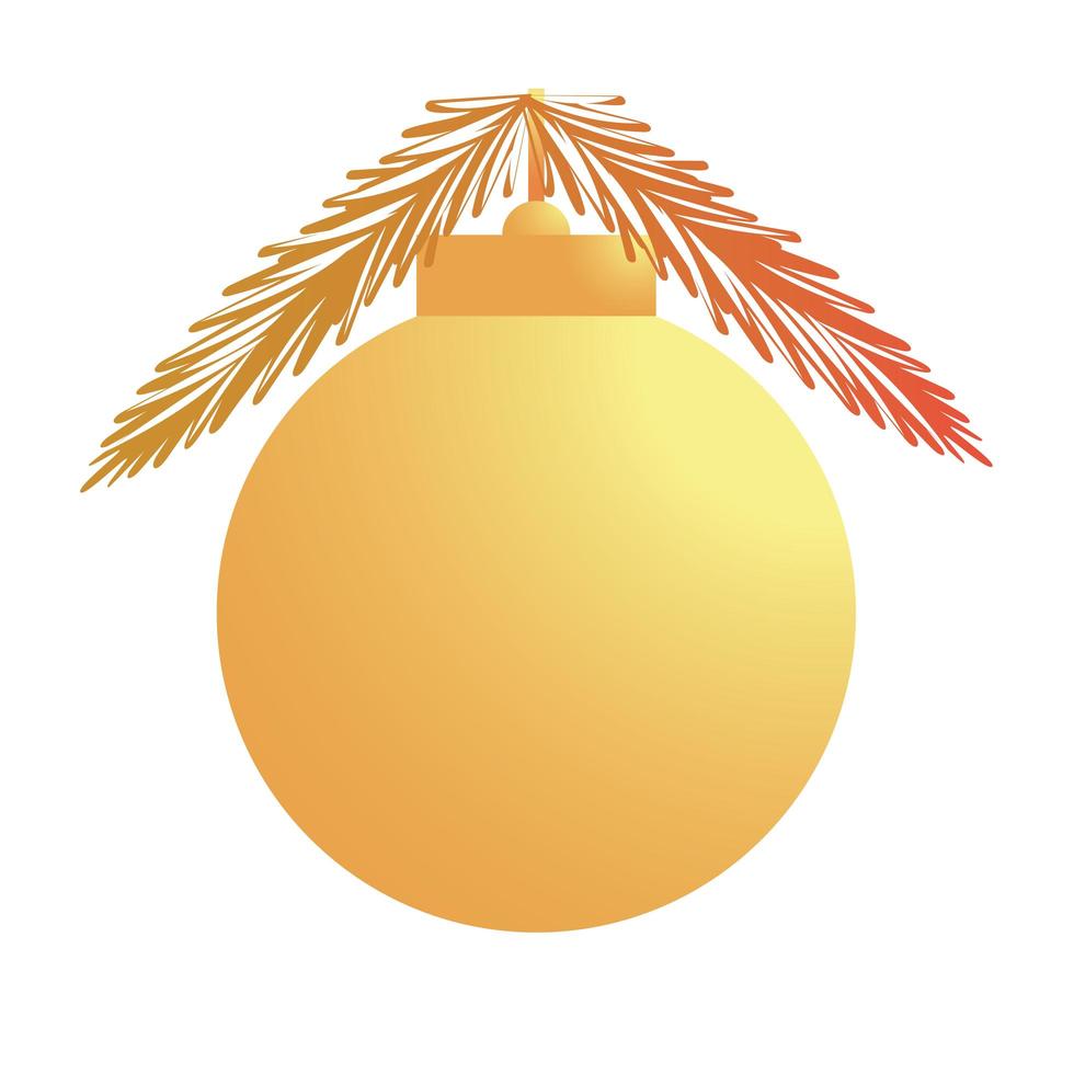 happy merry christmas golden ball with firs vector