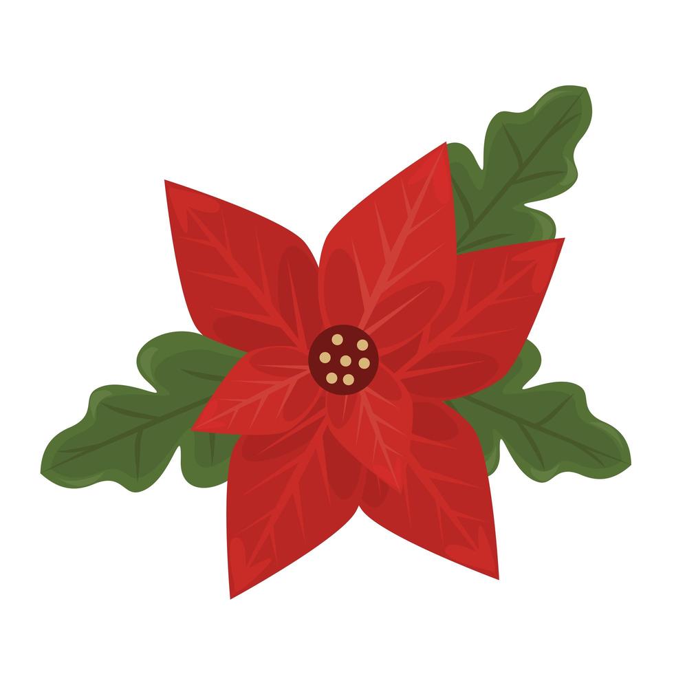 feliz navidad decorativa flor y hojas vector