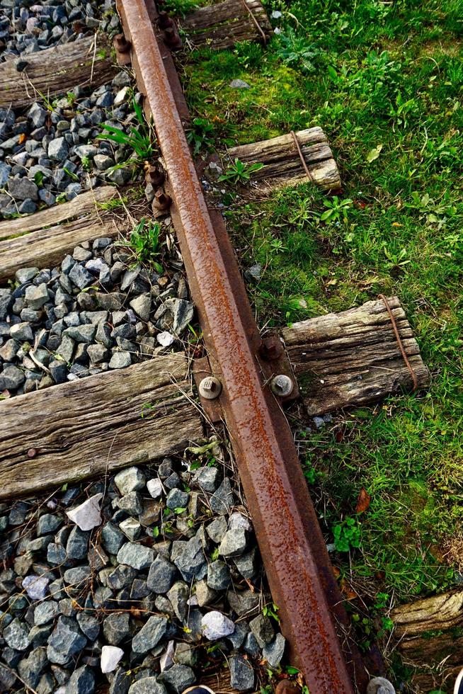 old railroad track in the station photo