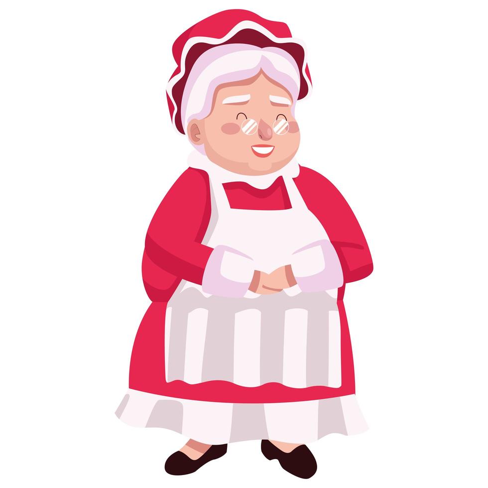 happy merry christmas santa wife character icon vector