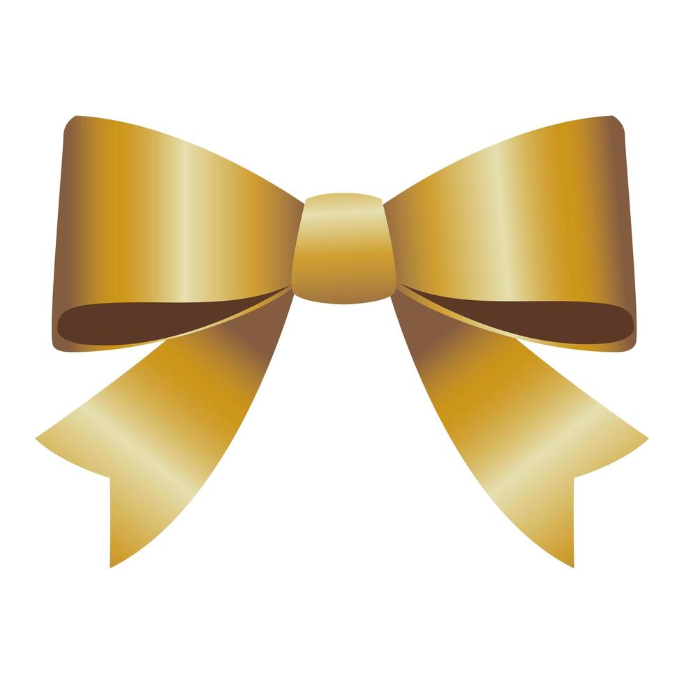 happy merry christmas golden bow ribbon icon vector