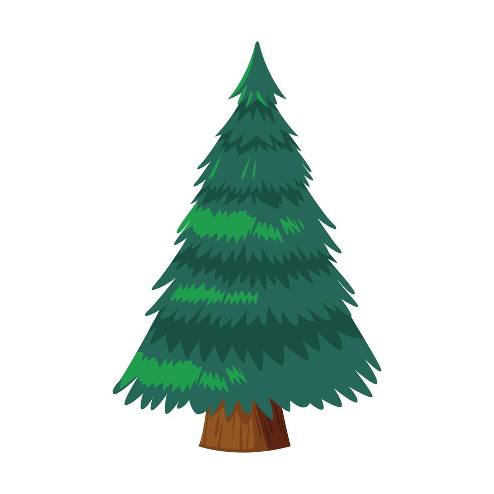 happy merry christmas pine tree icon vector