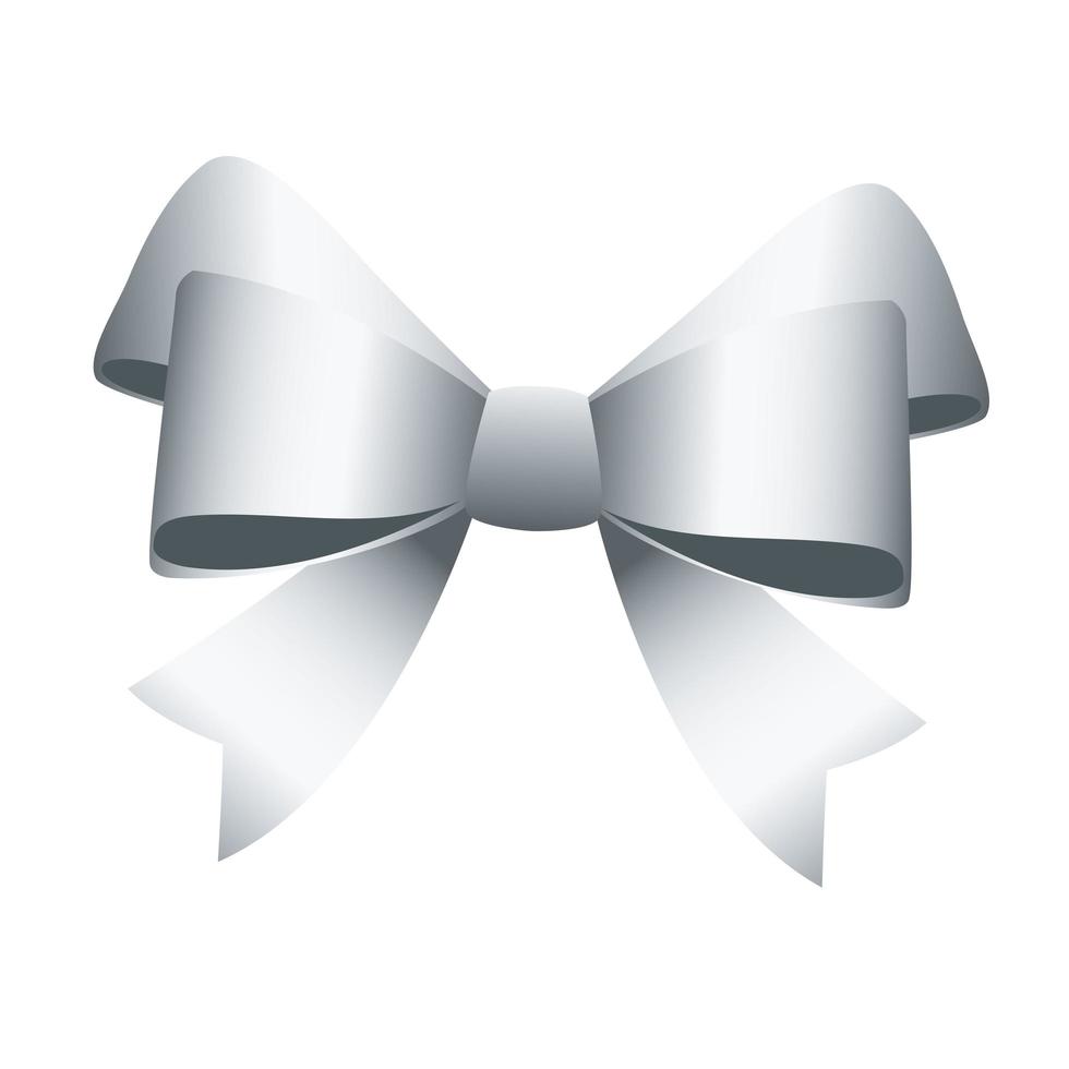 happy merry christmas silver bow ribbon icon vector