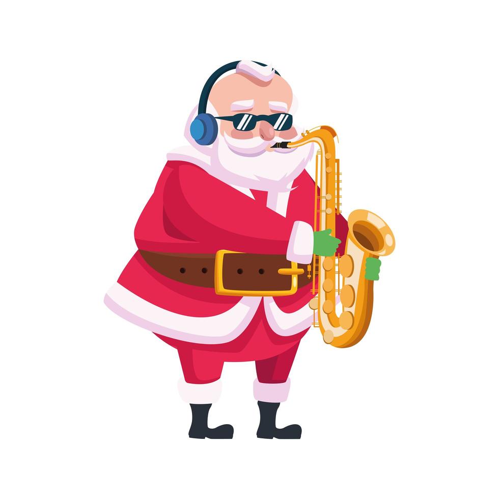 lindo santa claus tocando el saxofón personaje vector