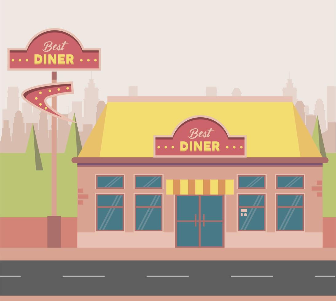 best diner scene vector