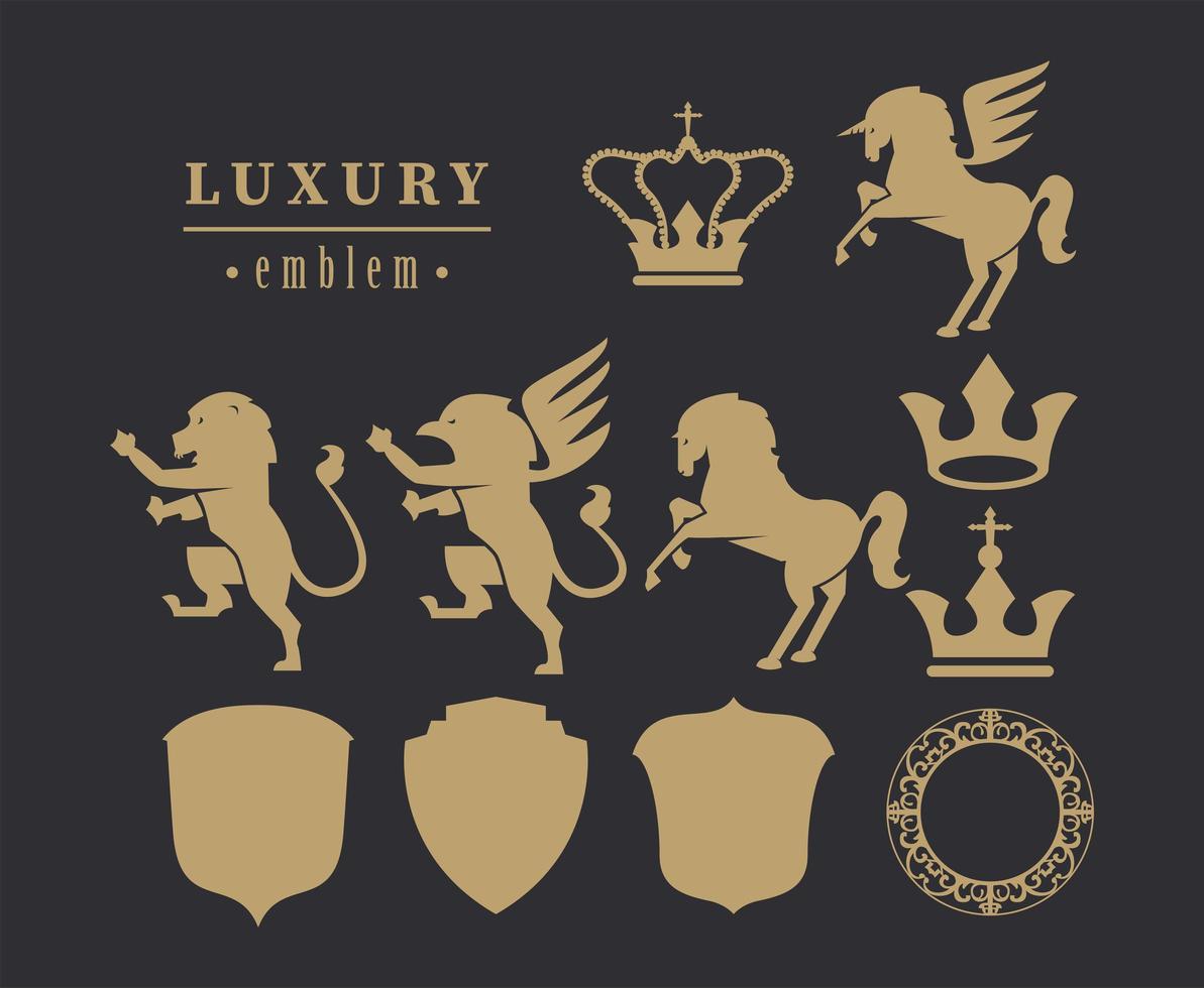 eleven luxury emblems vector