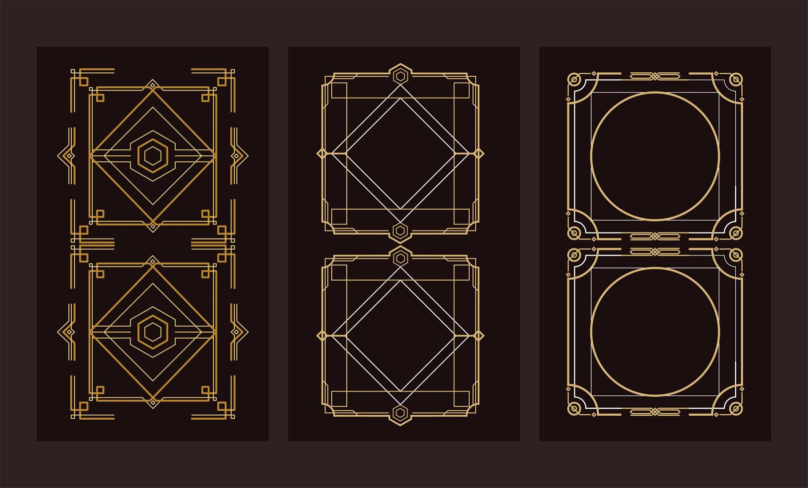 six golden frames vector