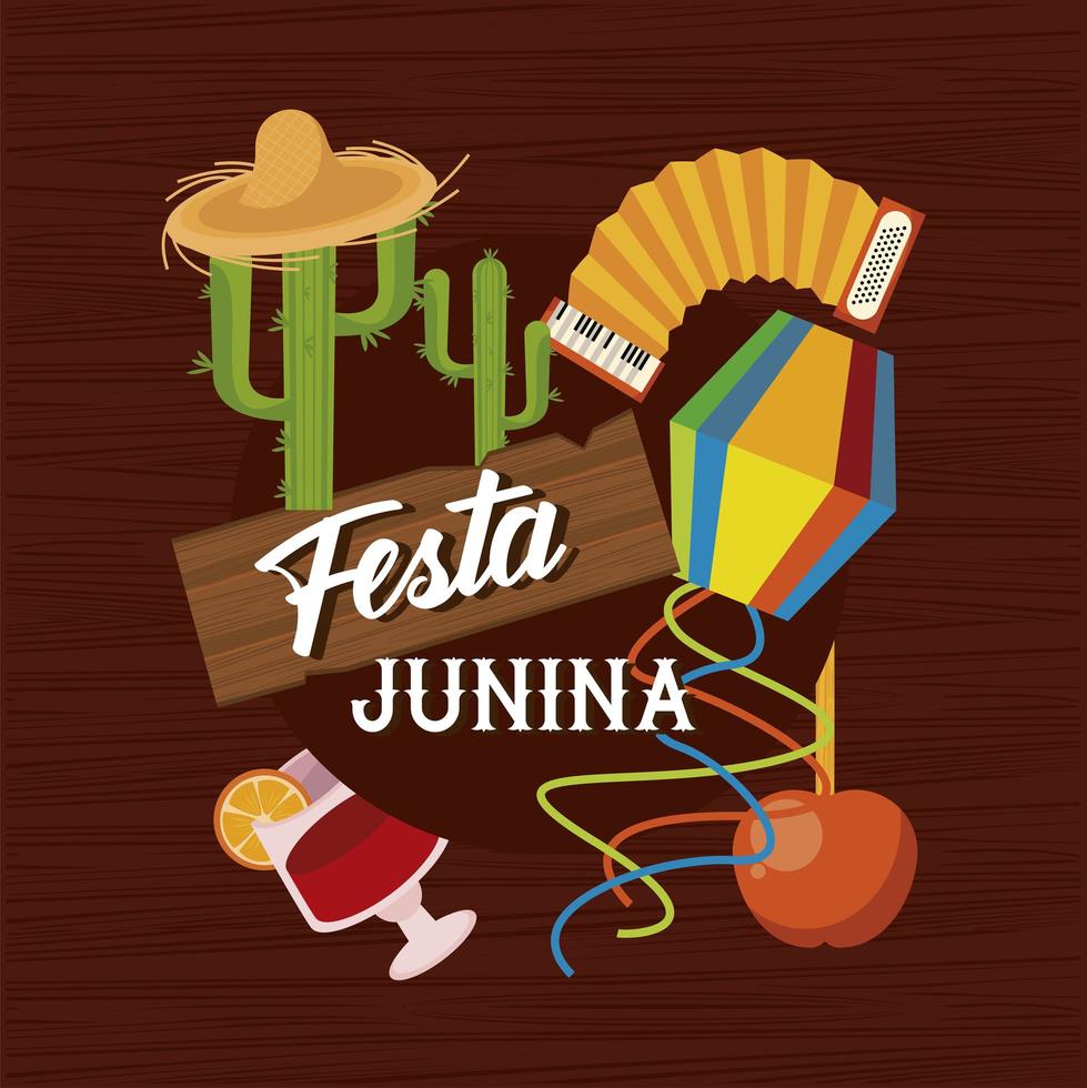 festa junina postcard vector