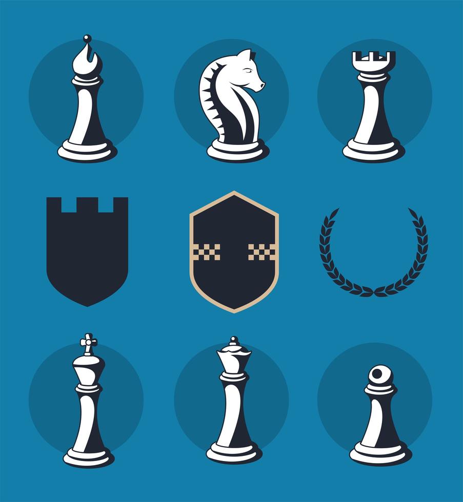 nine chess items vector