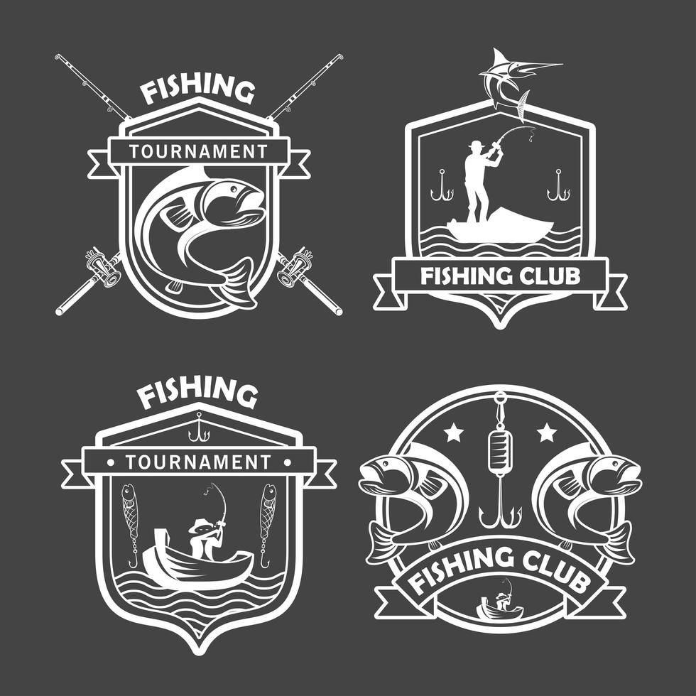 fishing four emblems vector