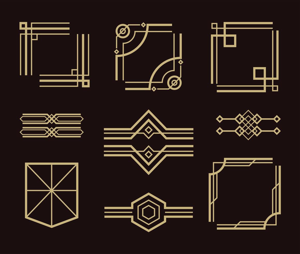 nine golden frames vector