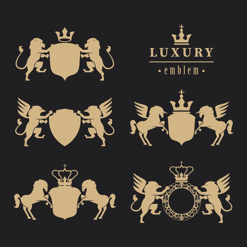 five luxury emblems vector