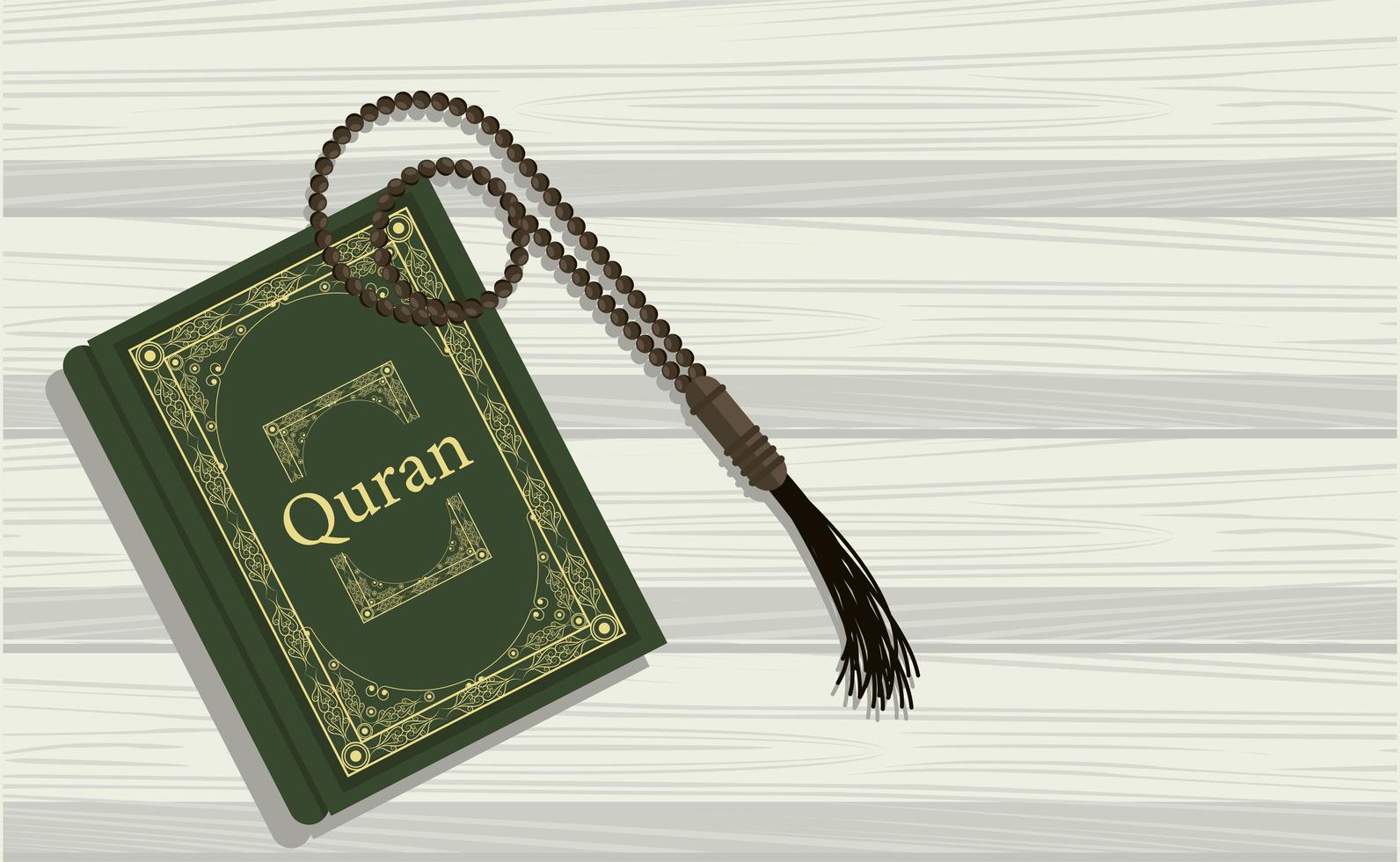 quran in wooden background vector