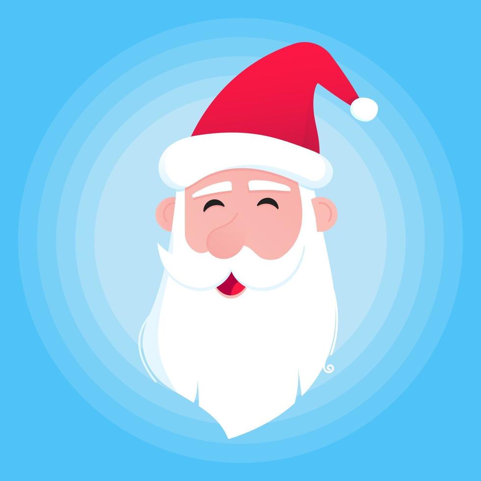 cabeza de santa claus con sombrero, barba y cara sonriente vector