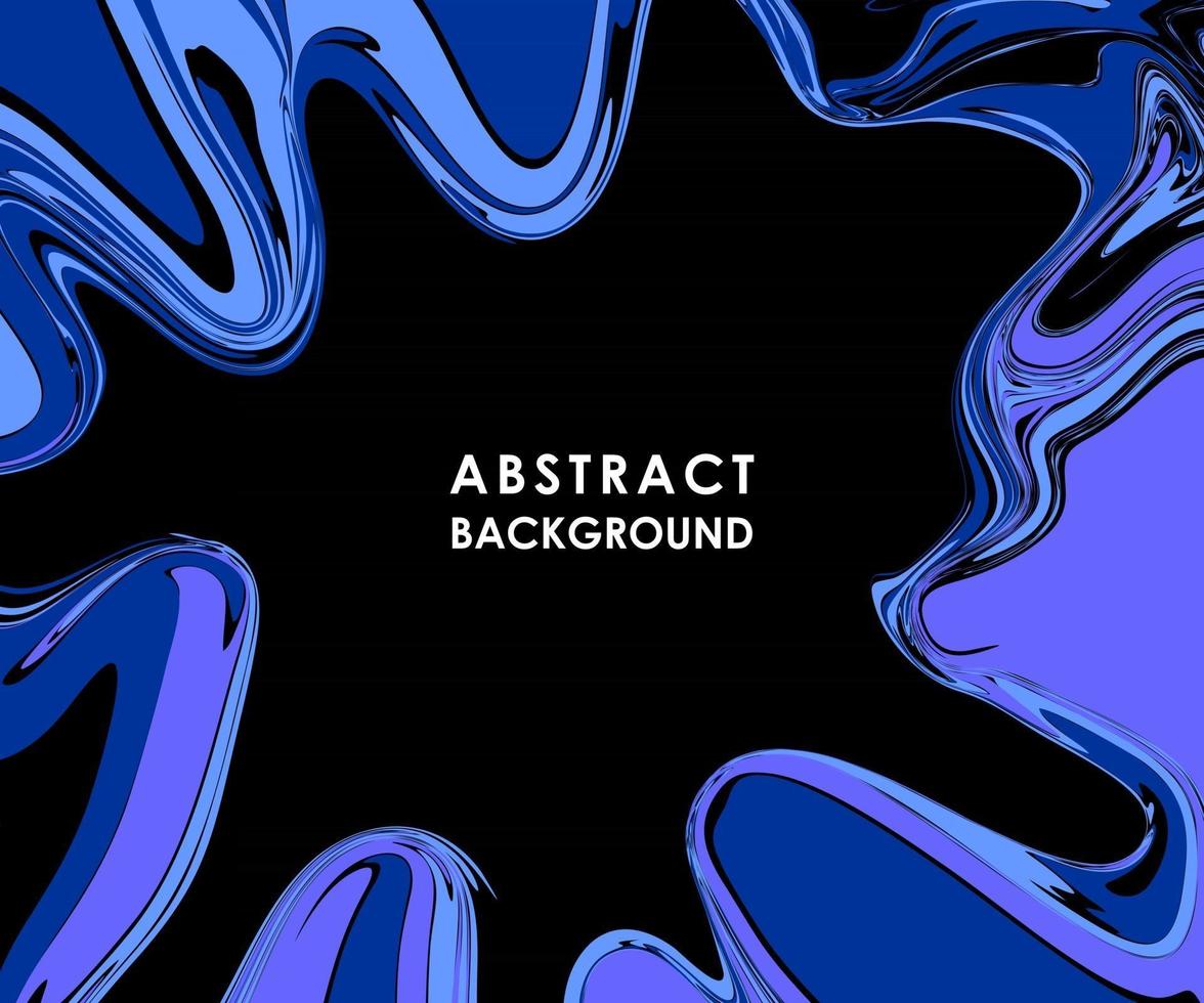 ABSTRACT BLACK POSTER WITH BLUE PAINT STREAKS vector