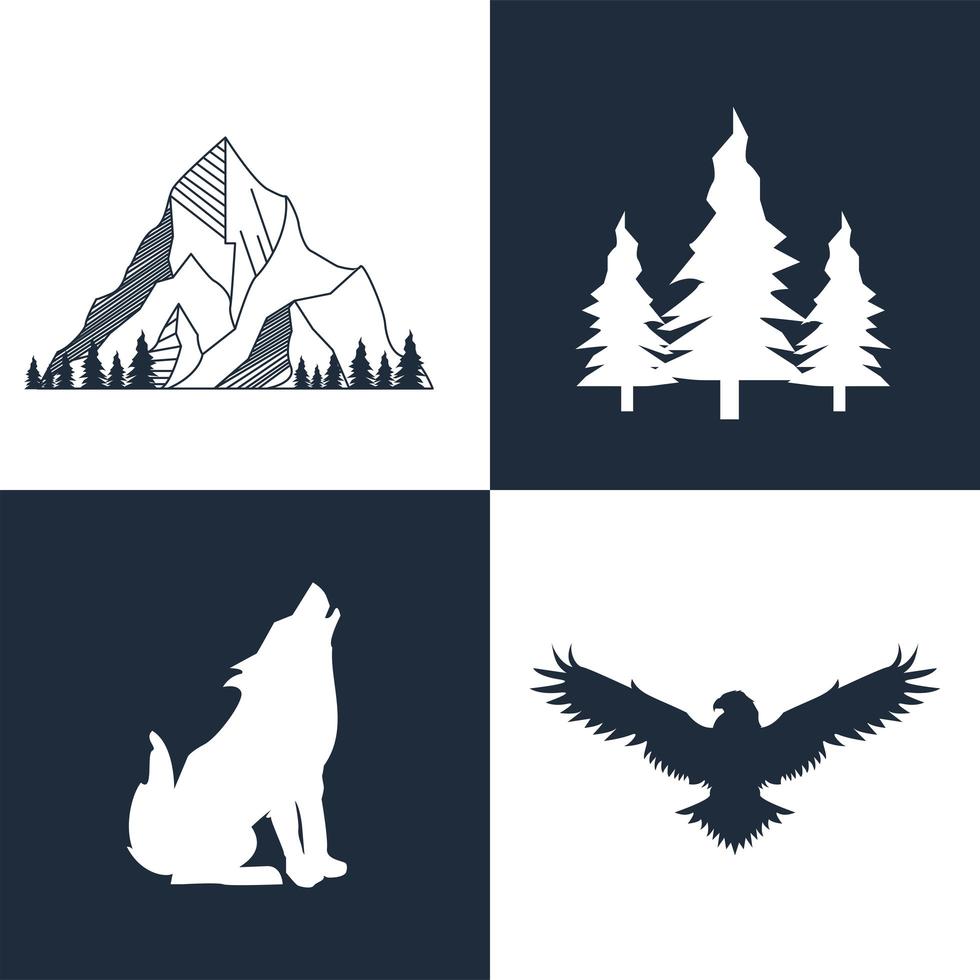 double exposure icons vector
