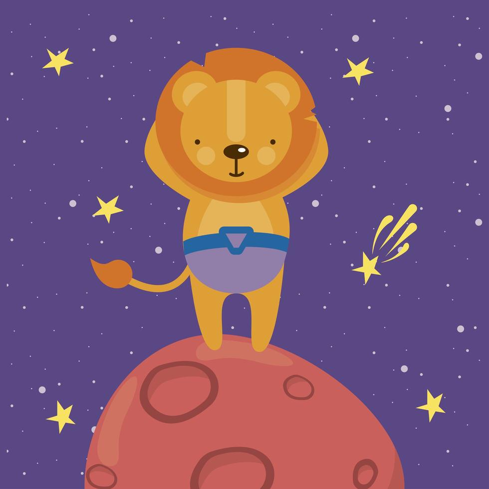 lion in planet vector